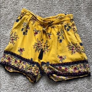 Women’s Yellow Print Flowy Shorts